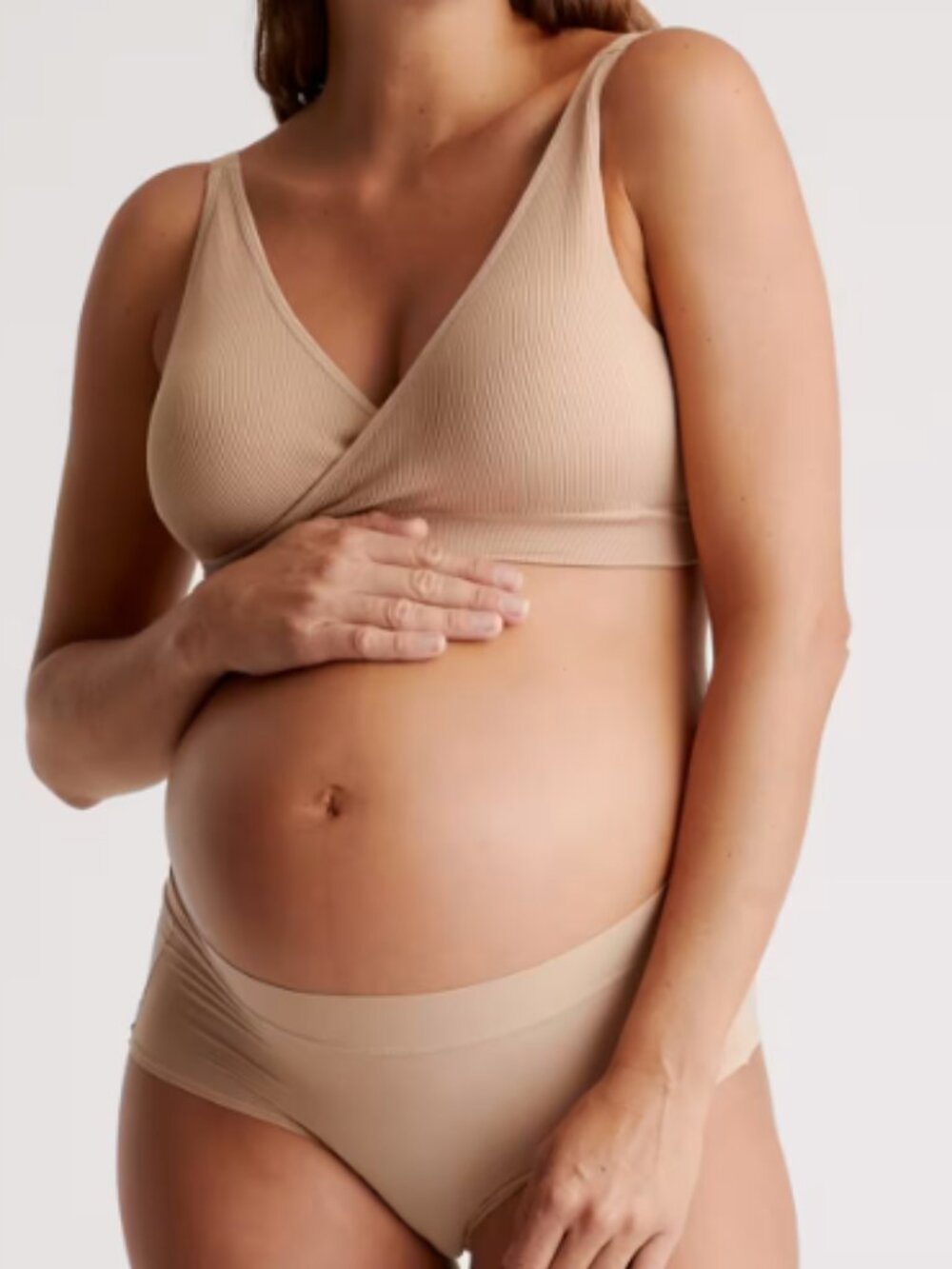 NWT Quince Seamless Crossover Nursing & Lounge Bra (Set of 2) in Sand Sz XS